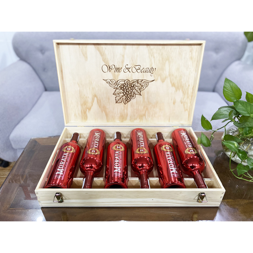 Quà tặng hộp gỗ 6 chai vang ngọt Ý Morata Ruby - HG