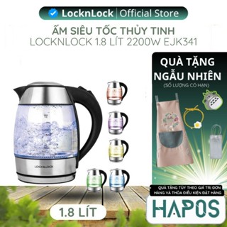 Bình siêu tốc LocknLock 1.8L chọn nhiệt độ sôi chất liệu thủy tinh, 2200W đèn LED đổi màu EJK341 - HAPOS HOME