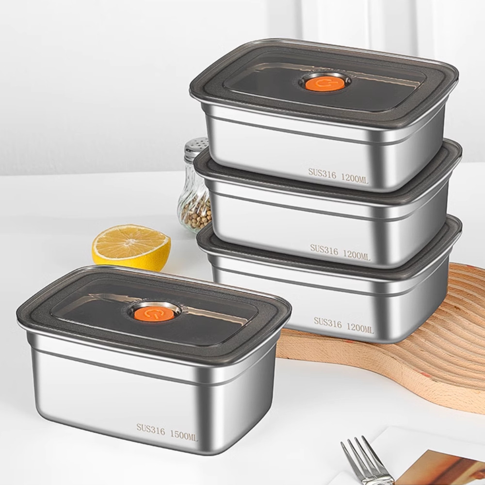 Hộp đựng thực phẩm bằng inox để tủ lạnh ngăn mùi có nắp đậy dễ dàng bảo quản tiện lợi