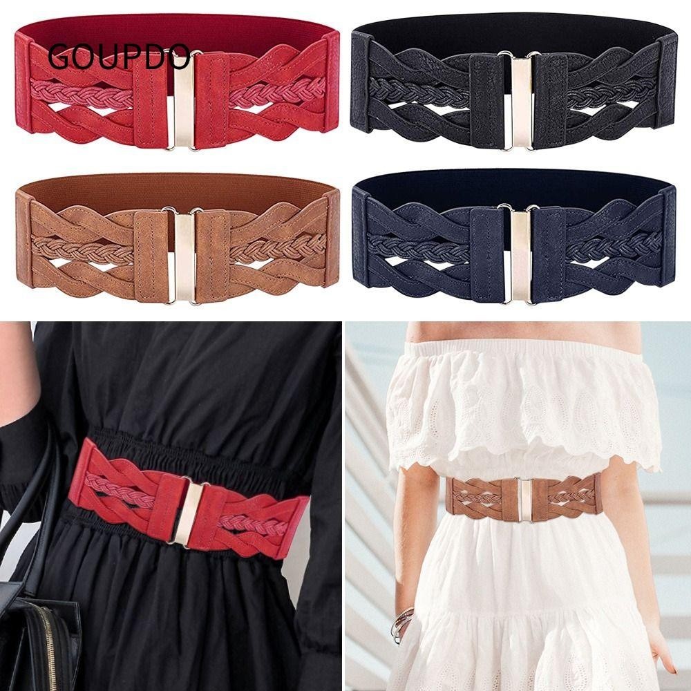 GOUPDO Dây thun rộng Dây thắt lưng co giãn thời trang Cinch