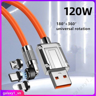 Cáp sạc USB siêu nhanh có thể xoay 180°100w 1m/2m Cáp dữ liệu hợp kim kẽm silicon lỏng