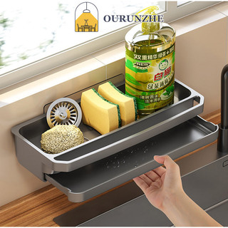 Kệ bếp OURUNZHE, giẻ lau gia dụng, giá thoát nước, vòi chậu rửa bọt biển đa chức năng treo tường