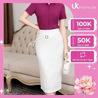 Chân Váy Bút Chì UK FASHION Thiết Kế Vạt Kiểu Dáng Trẻ Trung Thanh Lịch, Chất Vải Co Giãn Tốt NKCV2302003