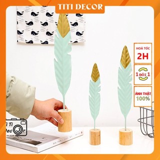 Lông vũ mint viền gold trang trí chụp ảnh, decor nhà cửa, cửa hàng - TiTidecor