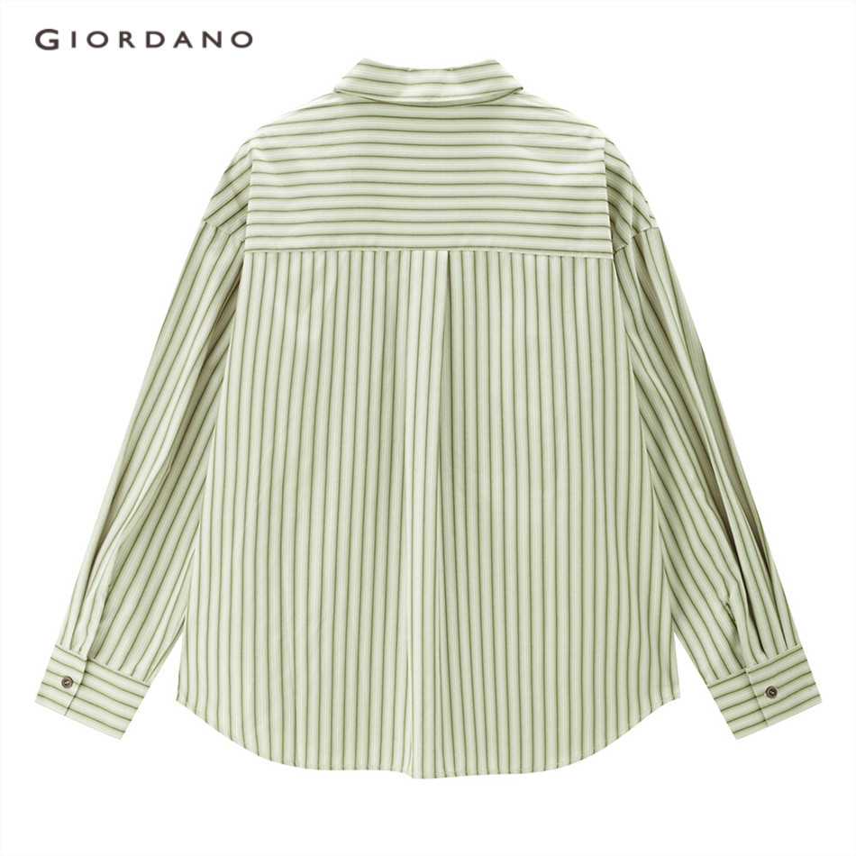 Giordano Áo Sơ Mi Nữ Tay Dài Dáng Rộng Kẻ Sọc Dọc Trẻ Trung 18343616
