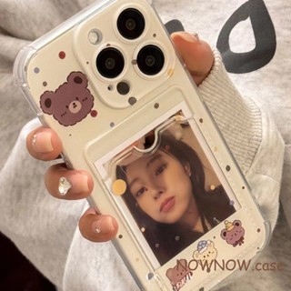Tương Thích Cho iPhone 15 14 13 12 11 Pro MAX X XR XS MAX 7 8 Plus INS Hoạt Hình Gấu Dễ Thương Túi Đựng Thẻ Sinh Nhật Ốp Lưng Điện Thoại Cho Thẻ Ảnh Vỏ Điện Thoại Vỏ Mềm
