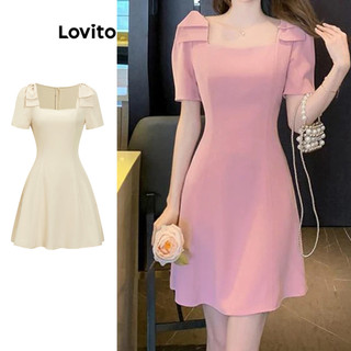 Đầm Lovito cột nơ màu trơn thanh lịch cho nữ L80ED314