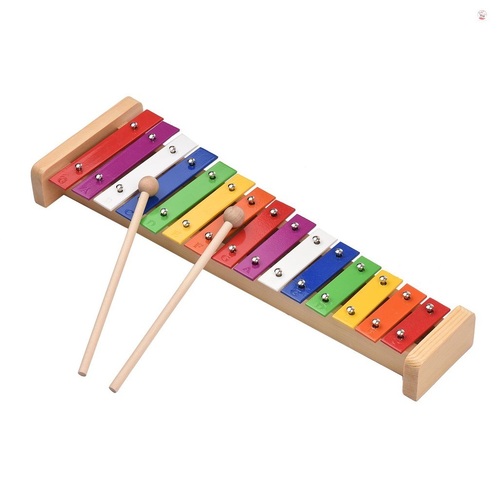 15 Note Glockenspiel Xylophone Đế Gỗ Thanh Nhôm Nhiều Màu Sắc Với 2 Mạ