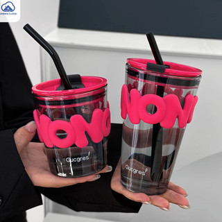 Cốc Cà Phê Di Động Đôi Uống Ống Hút Hộ Gia Đình Internet Người Nổi Tiếng Cốc Nước Thủy Tinh