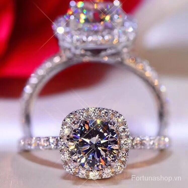 925 Moissanite 1 Carat Cặp Đôi Nhẫn Vàng Trắng Nam Nữ Cặp Mở Nhẫn Kim Cương Nhẫn Cưới Tanabata Quà Tặng Ngày Lễ Tình Nhân