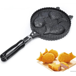 Khuôn Nướng Bánh Cá 3 Con 41*20 cm Bánh Taiyaki Chống Dính Pan Taiyaki Waffle Maker