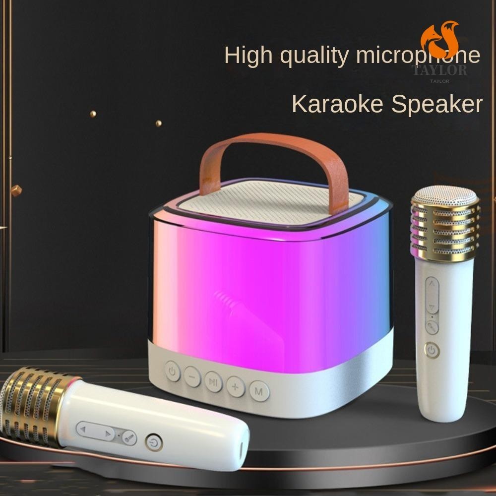 Loa Karaoke TAYLOR1 có micrô, Loa Karaoke Mini Gia Đình Mic Kép Không Dây, Máy Karaoke Di Động Âm Thanh Nổi Mini Loa Bluetooth Không Dây Tiệc Sinh Nhật