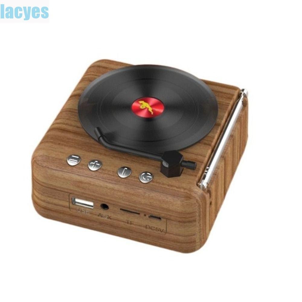 Lacyes Loa Bluetooth Mini Hỗ Trợ TWS Handsfree Home Vinyl Record Player Hộp Âm Thanh Nhạc Mp3 Máy Nghe Nhạc Có Mic FM Radio Thu Loa Thông Minh