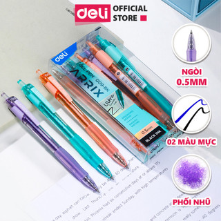 Bút Gel Bút Bi Nước Màu Pastel Phối Nhũ Ngòi 0.5mm Deli - Bút Bi Nước Mực Đều Viết Trơn Tru Văn Phòng Phẩm Cao Cấp