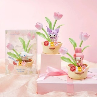 Sanrio miniso led đèn ngủ kuromi tulip chậu hoa ngủ đèn để bàn quà tặng