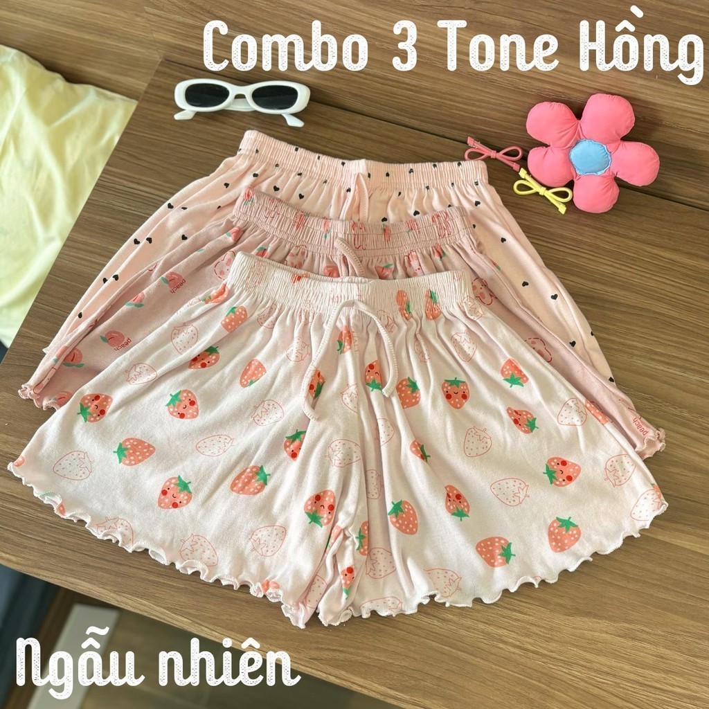 Combo 3 quần đùi cotton Ngẫu Nhiên chất mát, quần ngủ nữ chất cotton mềm mại, họa tiết dễ thương | BigBuy360 - bigbuy360.vn