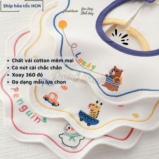 Bộ 3 yếm ăn dặm cho bé bằng vải thêu họa tiết dễ thương Grand Haven