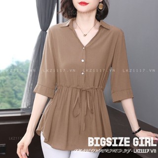 Áo kiểu trung niên nữ Bigsize Áo sơ mi voan nữ trung niên cho mẹ mỏng form rộng trơn che bụng mùa hè Phong cách hàn quốc Thời Trang trẻ trung sang trọng đẹp cao cấp