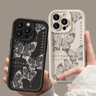 Nghệ Thuật Phác Thảo Đường Bướm Vỏ Cho iPhone 15 14 13 Pro 15 14 Plus Sáng Tạo Bướm Chữ Cái Chống Sốc Mặt Sau