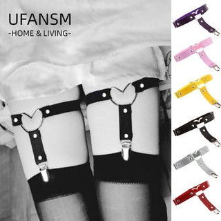 UFANSM nịt đùi bằng da PU co giãn màu đen phong cách Gothic cho nữ