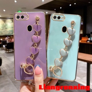 Ốp lưng OPPO a5s a12 a7 a12e A3S Ốp điện thoại silicon mềm có dây đeo cổ tay tình yêu cho bé gái Vỏ thiết kế mới
