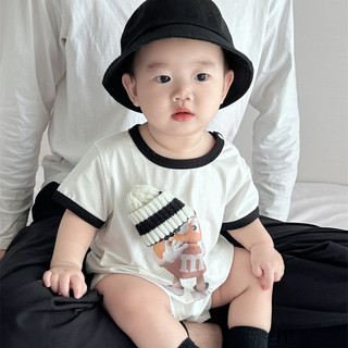 Mùa hè mới dễ thương bé trai và bé gái quần áo ngắn tay 0-24 tháng trẻ sơ sinh quần áo cotton nguyên chất thiết kế áo liền quần phong cách Hàn Quốc