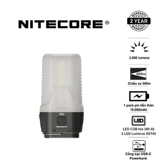 Đèn pin cắm trại nitecore lr70 sáng 3.000 lm chiếu xa 300m pin liền thân 10000mah usb-c powerbank
