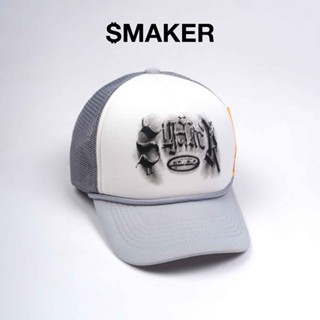 [SMAKER] Nón mũ lưỡi trai cap màu trắng in hình - $MAKER $TUDIO 2 TRUCK HAT IN GREY