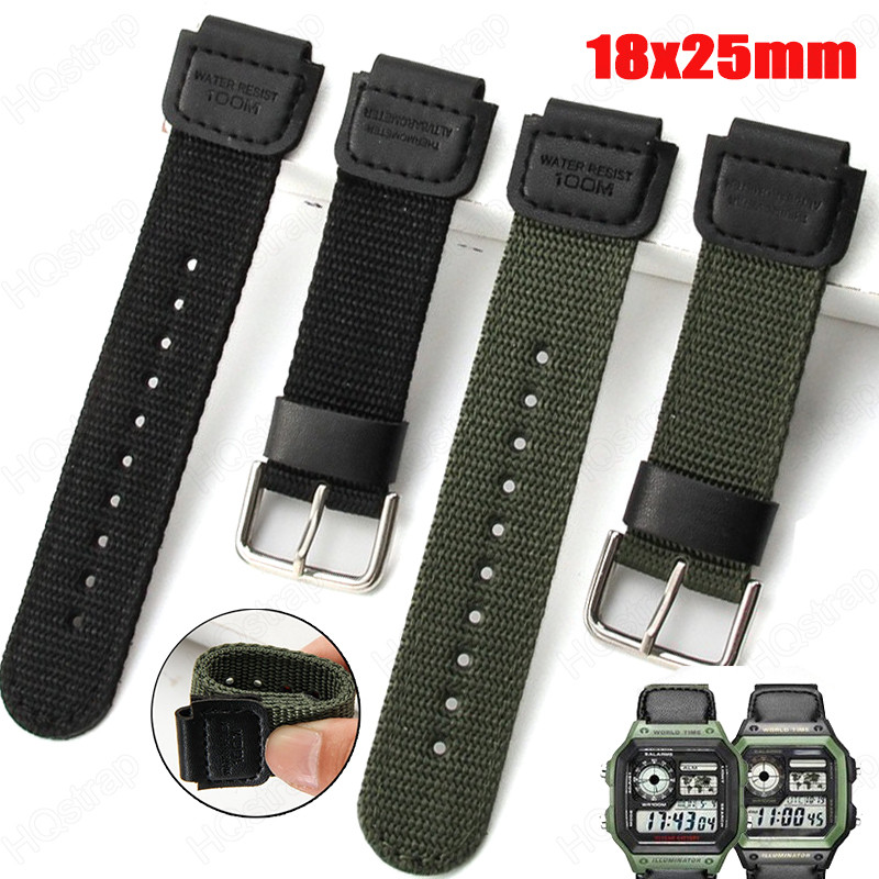 Dây Nylon 18mm Tương thích cho G-SHOCK AE-1200WH / SGW-300 / AQ-S810W Dây đeo vải lồi