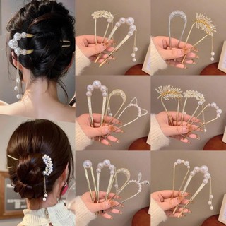 Trâm cài tóc chữ u đính ngọc trai thời trang