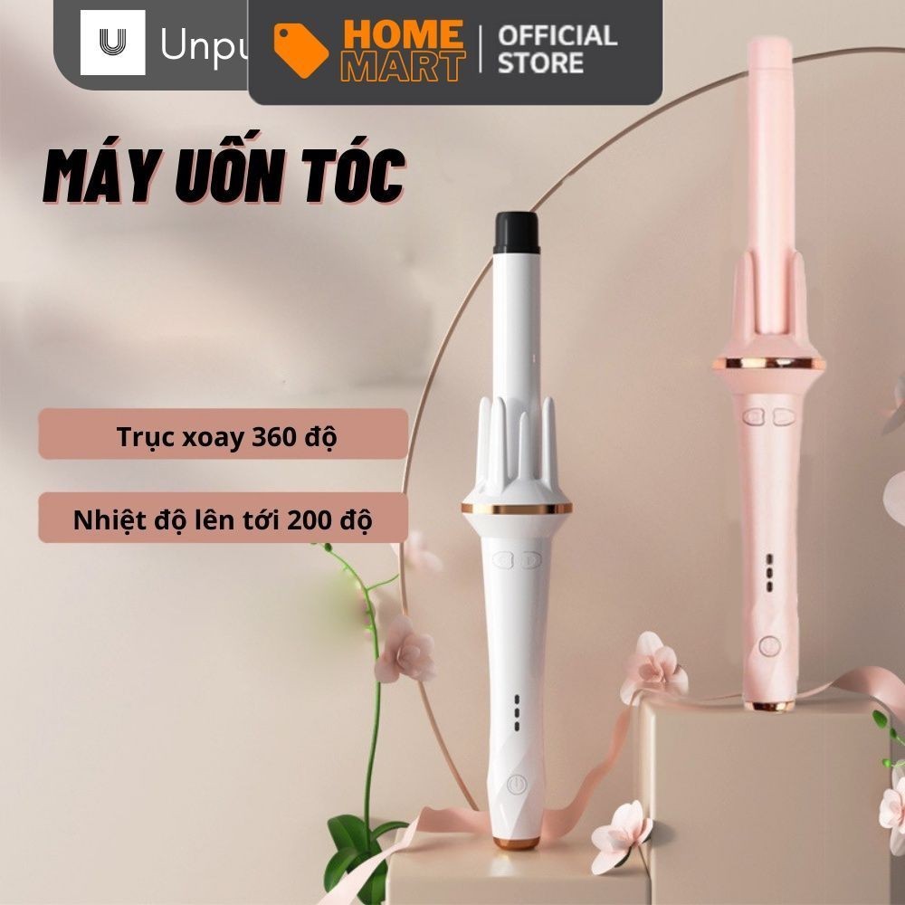 Máy uốn tóc xoăn tự động Unpublic làm xoăn mini 3 trục sóng chất liệu gốm sứ đường kính uốn 28mm