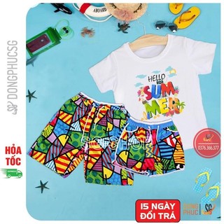 Đồ đi biển nam nữ hội nhóm nguyên set gồm áo và quần có hoạ tiết nổi bật chất thun dày dặn DDB94