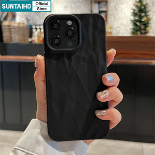 Suntaiho Ốp lưng Iphone Thời Trang Đơn Giản Sóng Sương Mù Màu Đen Ốp Điện Thoại Silicon Mềm Làm Dày Chống Sốc  Cho Iphone 15 14 12 13 11 Pro Max IP 7 8 Plus Iphon X Xs XR XsMax
