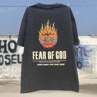 "đầu lâu hoa metallica" limited fear of god print 1of1 đáy cổ điển tay ngắn được giặt và mặc nặng