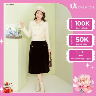 Áo khóa dạ Text cổ sen giao cúc UK Fashion trẻ trung phong cách hàn quốc, chất liệu dày dặn, mịn, dễ phối đồ NKAK2312001