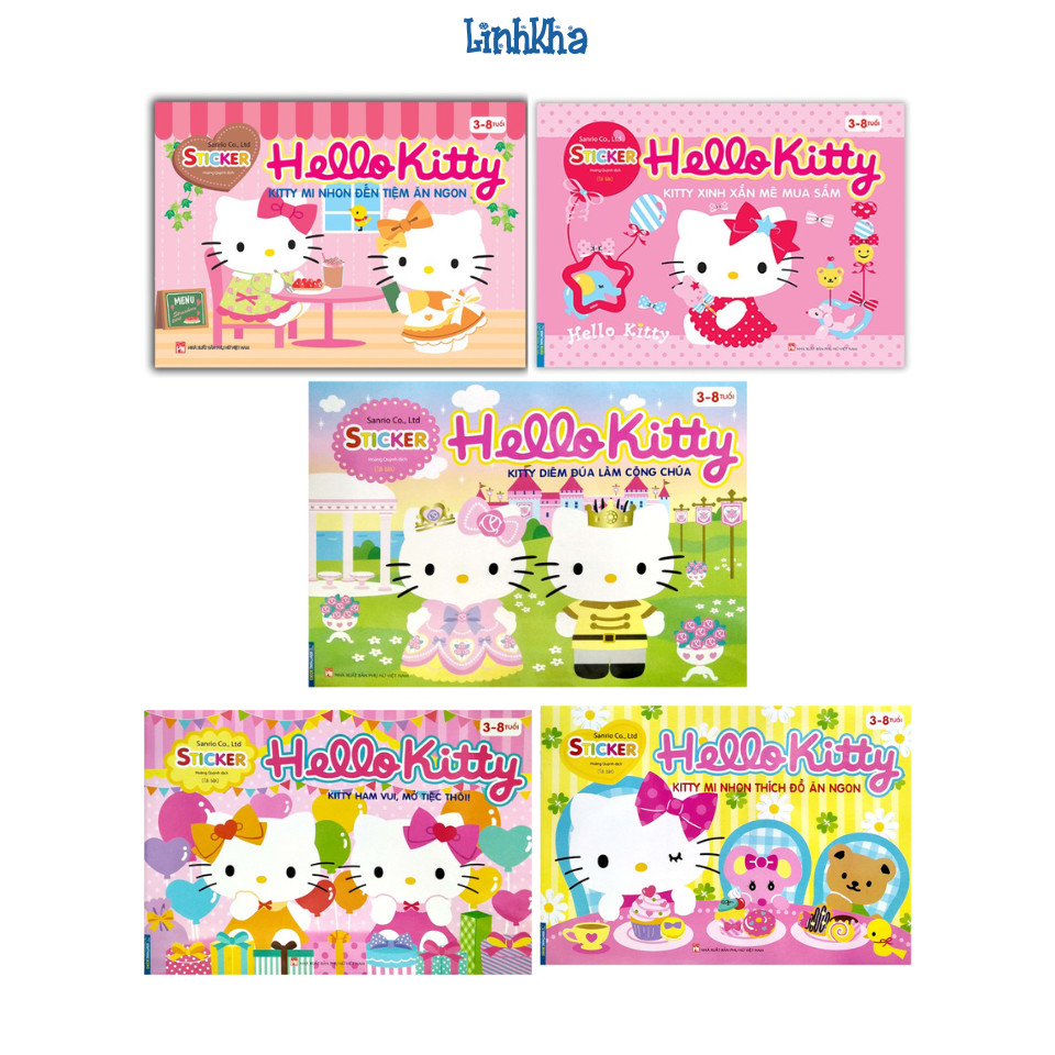 Sách Dán Hình - Sticker Hello Kitty - lẻ chọn từng chủ đề - cho bé 3 - 8 Tuổi 
