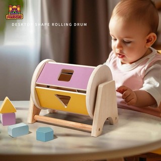 Predolo Montessori Đồ chơi Trống xoay kỹ năng vận động tinh cho trẻ sơ sinh 1-3 tuổi