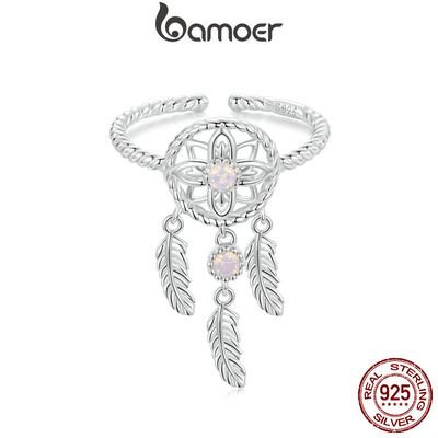 Bamoer 925 Sterling Sliver Nhẫn Dreamcatcher Mở Nhẫn Trang Sức Thời Trang Tinh Tế Quà Tặng Cho Nữ