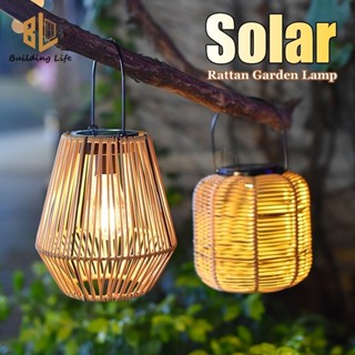 Đèn Lồng Năng Lượng Mặt Trời Treo Đèn Vintage Đèn Năng Lượng Mặt Trời Ngoài Trời Chống Thấm Nước Mây Tre Di Động Đèn Cảnh Quan Cho Sân Ngoài Trời Sân Hành Trình