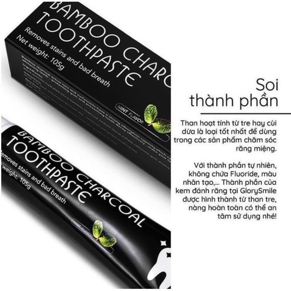Kem đánh răng than tre hoạt tính loại bỏ vết bẩn làm trắng răng màu đen - INGRI