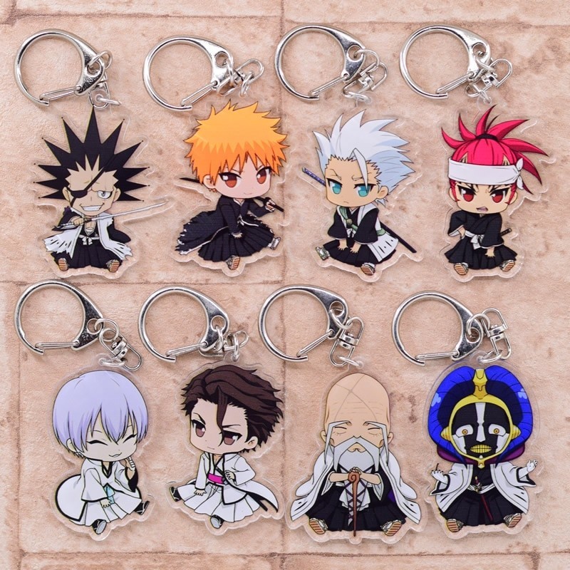 Móc khóa Anime Bleach Kurosaki Ichigo Kuchiki Rukia Hitsugaya Toshiro 3 Phụ kiện trang trí túi xách 