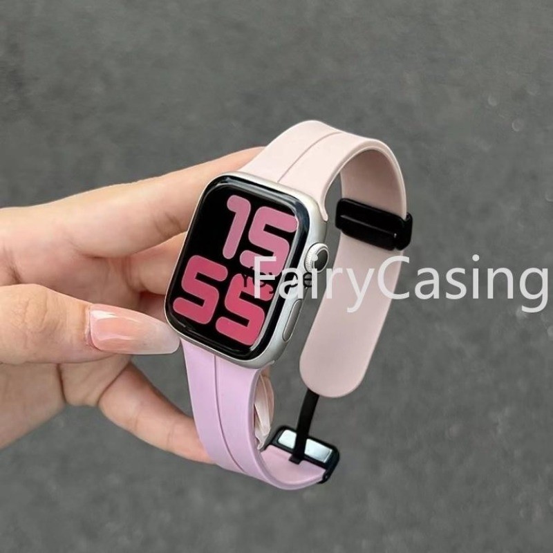 Dây đeo silicon từ tính cho Apple watch ultra 2 49mm series 9 45mm 41mm 7 8 9 SE 6 2 3 44mm 40mm 42m