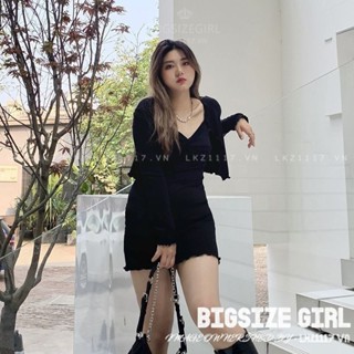 Set đồ nữ Bigsize  Đầm 2 dây dáng ôm ngắn kết hợp Áo khoác cardigan mùa xuân Phong cách Hàn Quốc Thời Trang đi Chơi sang chảnh cá tính quảng châu cao cấp