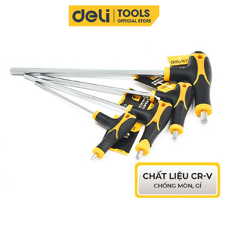 Lục Giác Chữ T Deli 2 Đầu Linh Hoạt - Chất Liệu Thép CR-V Chống Mòn Gỉ - Kích Thước 2,5-10inch Tiện Dụng