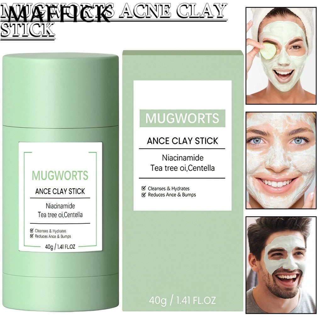 Mặt nạ đất sét Mugwort Clay Stick 40g Chống lỗ chân lông &amp; mụn trứng cá &amp; mụn đầu đen Bùn rửa mặt Mặt nạ làm sạch Green Mask Stick Chăm sóc da [bluey]