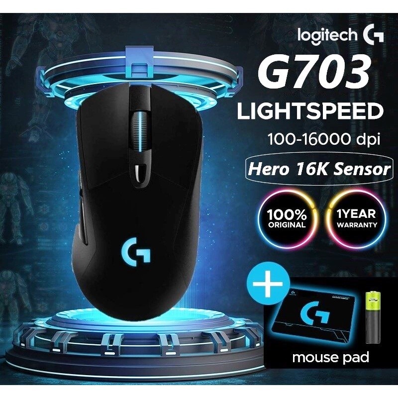 (HÀNG TUYỂN) Chuột không dây Logitech G703 4000 DPI pin sạc Led RGB - Bảo hành 12 tháng