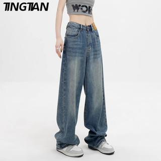 TINGTIAN quần ống rộng quần nữ jean Xu hướng INS Stylish Thời trang WNK24405DL 14Z240403