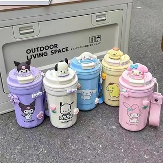 [Hàng có sẵn] Cốc giữ nhiệt Sanrio 480ml, Cốc cà phê bằng thép không gỉ 304 di động, Học sinh dễ thương, Chống bắn và chống rò rỉ