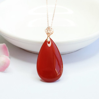 S925 Bạc Kẻ Sọc Tự Nhiên Đỏ Mã Não Mặt Dây Chuyền Chalcedony Giọt Nước Trang Sức Nhà Máy Vận Chuyển Trực Tiếp MN2101004