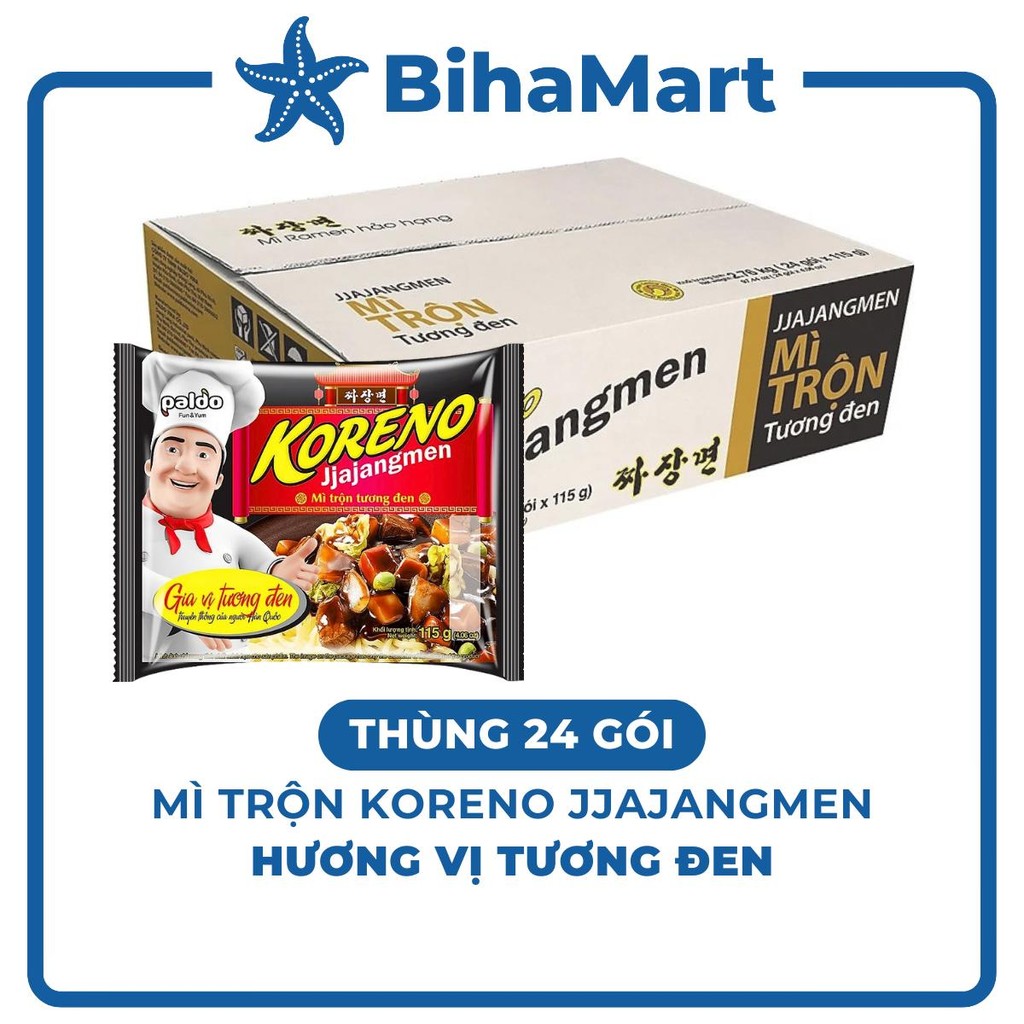 THÙNG24GÓI -PALDO- Mì trộn tương đen Koreno Jjajangmen, Mì Koreno Jjajangmen tương đen, Mì tương đen